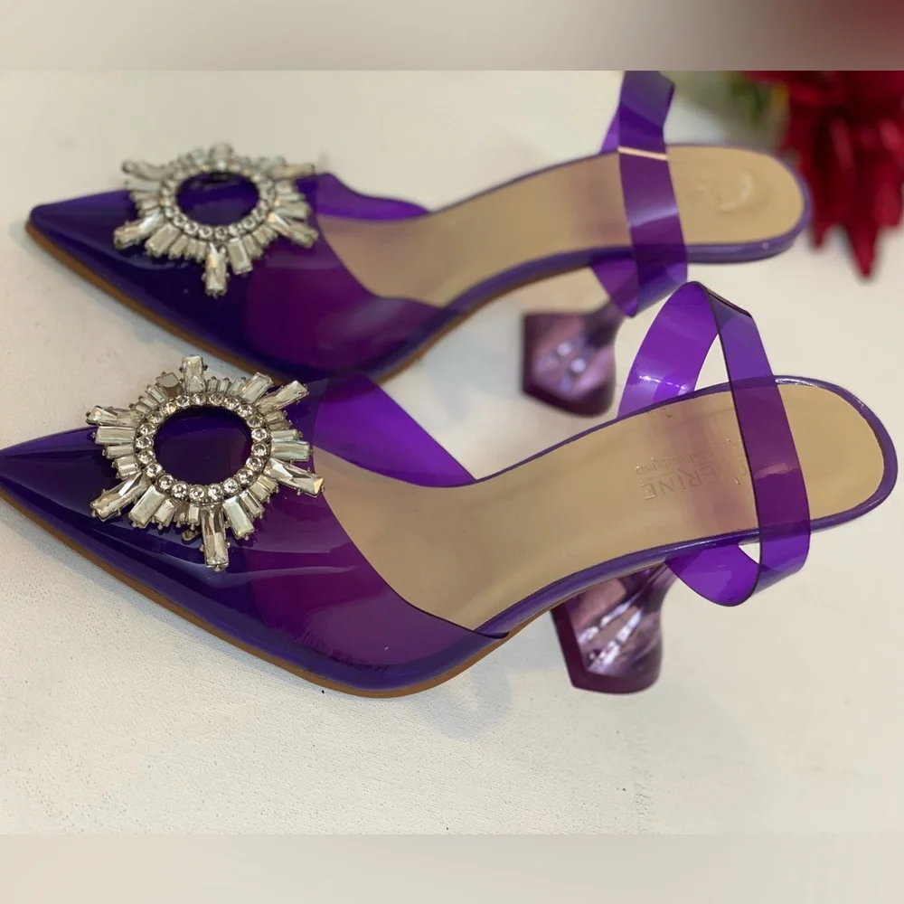 CATHERINE, Catherine Malandrino, Classic purple crystal woman elegant size 6.5 - Picture 2 of 9